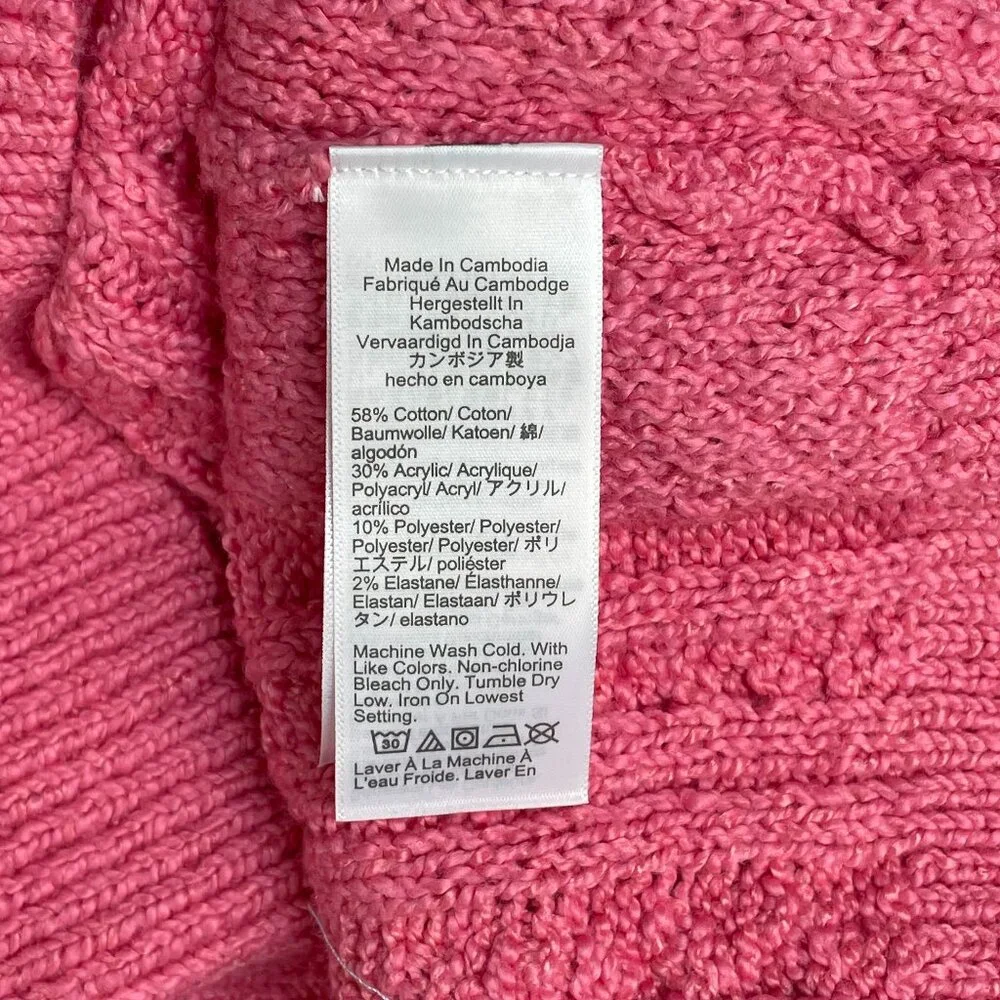 Womens J Crew Cable Knit Pink Small Long Sleeve Sweater.